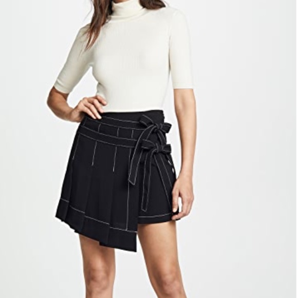 Cinq a Sept Ingrid Skirt Contrast Seams Black 4 - Picture 1 of 7